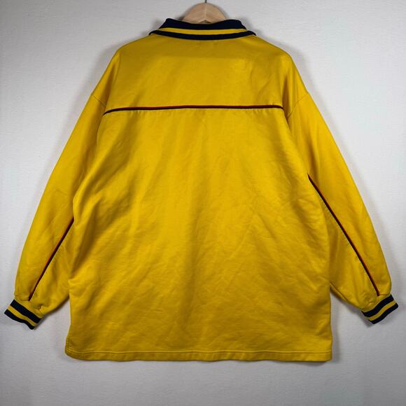 Vintage 90s Y2K Boff USA Quarter Zip Sweater Yellow Men's XXL Motorcycle Hi-Vis - Picture 2 of 15
